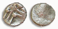norisches Kleinsilber (Obol) vom Typus Gurina  - früher Magdalensberg (Ø 8 mm) -> ca.1.Jhd.v.Chr. (Ø 8 mm)